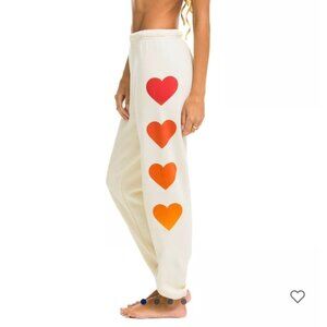 Aviator Nation Heart  Fade 4 Sweatpants - Vintage White - Size XS
